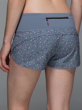 Lululemon Run Speed Short Size 6 Block It Pocket Confetti Cake Multi Blue Denim